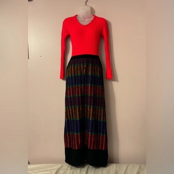 LANVIN Sports Wear Long Sleeve 100% Wool Knit Long Dress Vintage 70’s Size 8 - Picture 3 of 13